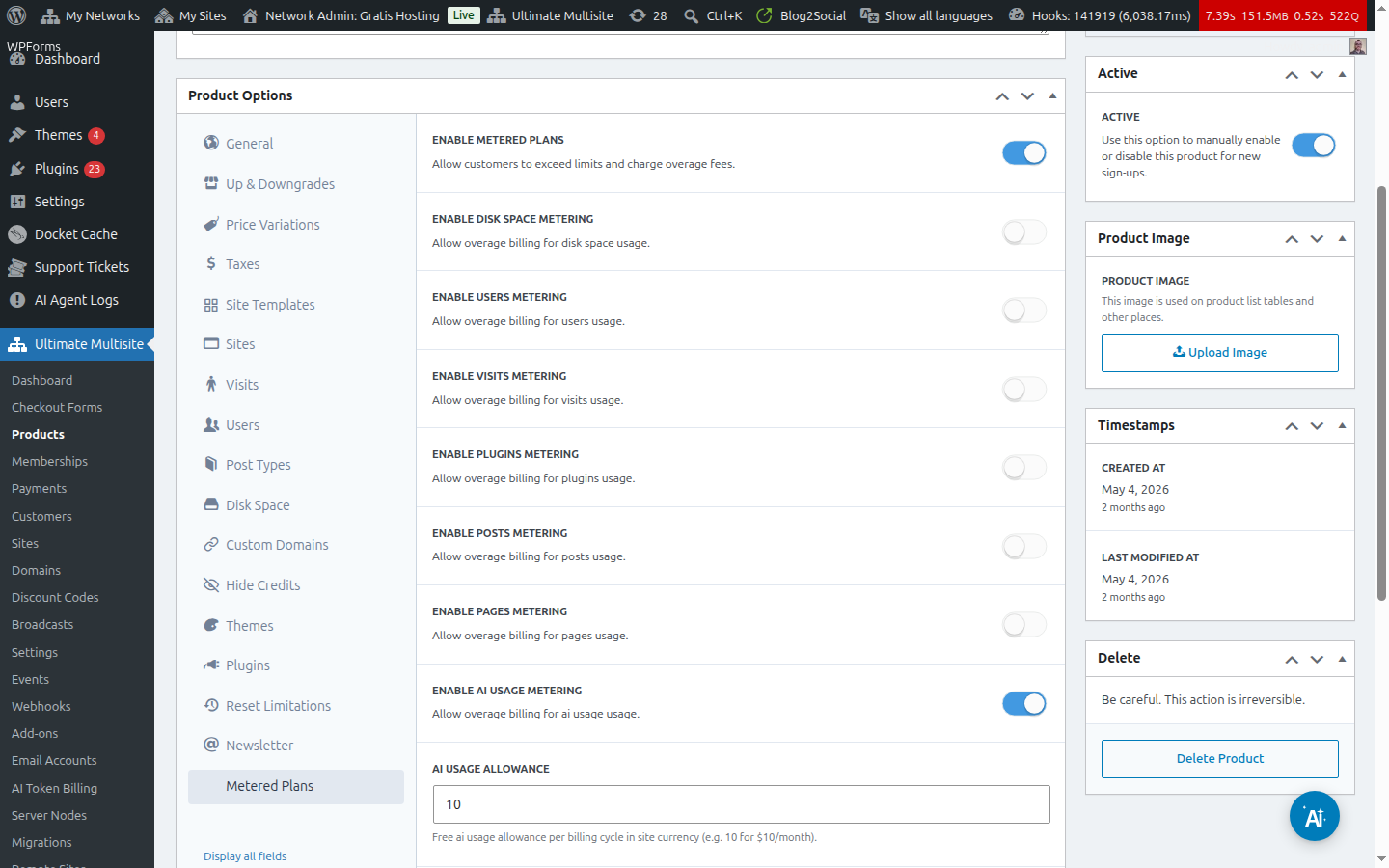 Ultimate Multisite Metered Plans AI usage billing controls