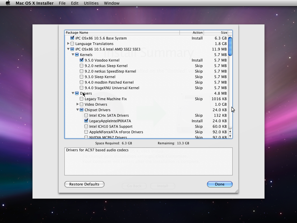 QEMU OSX driver selection