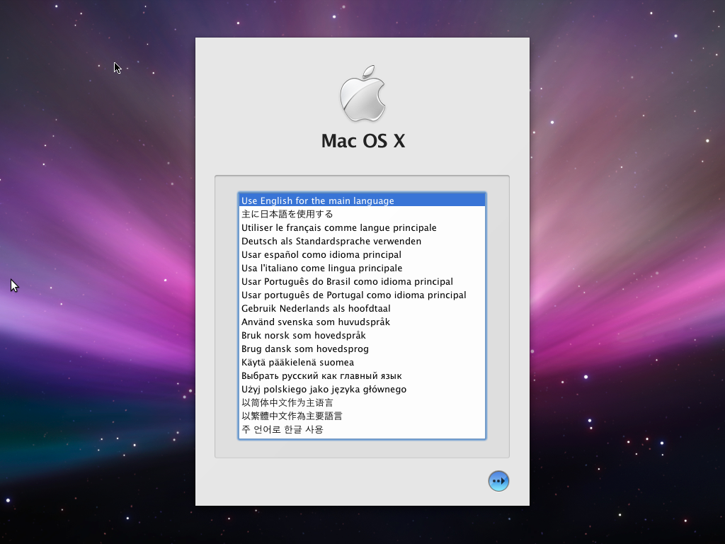 OSX Language selection menu